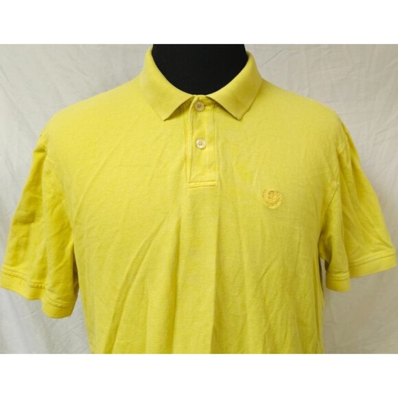 Izod Silk Wash Mens Large Yellow Short Sleeve Logo Golf Rugby Preppy Polo Shirt - Picture 2 of 11